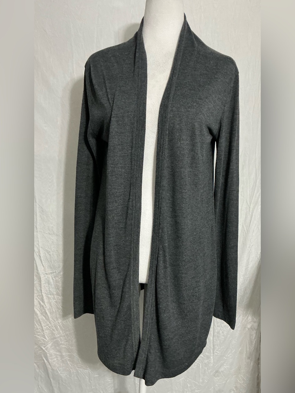 Women's Open-Front Charcoal Knit Cardigan